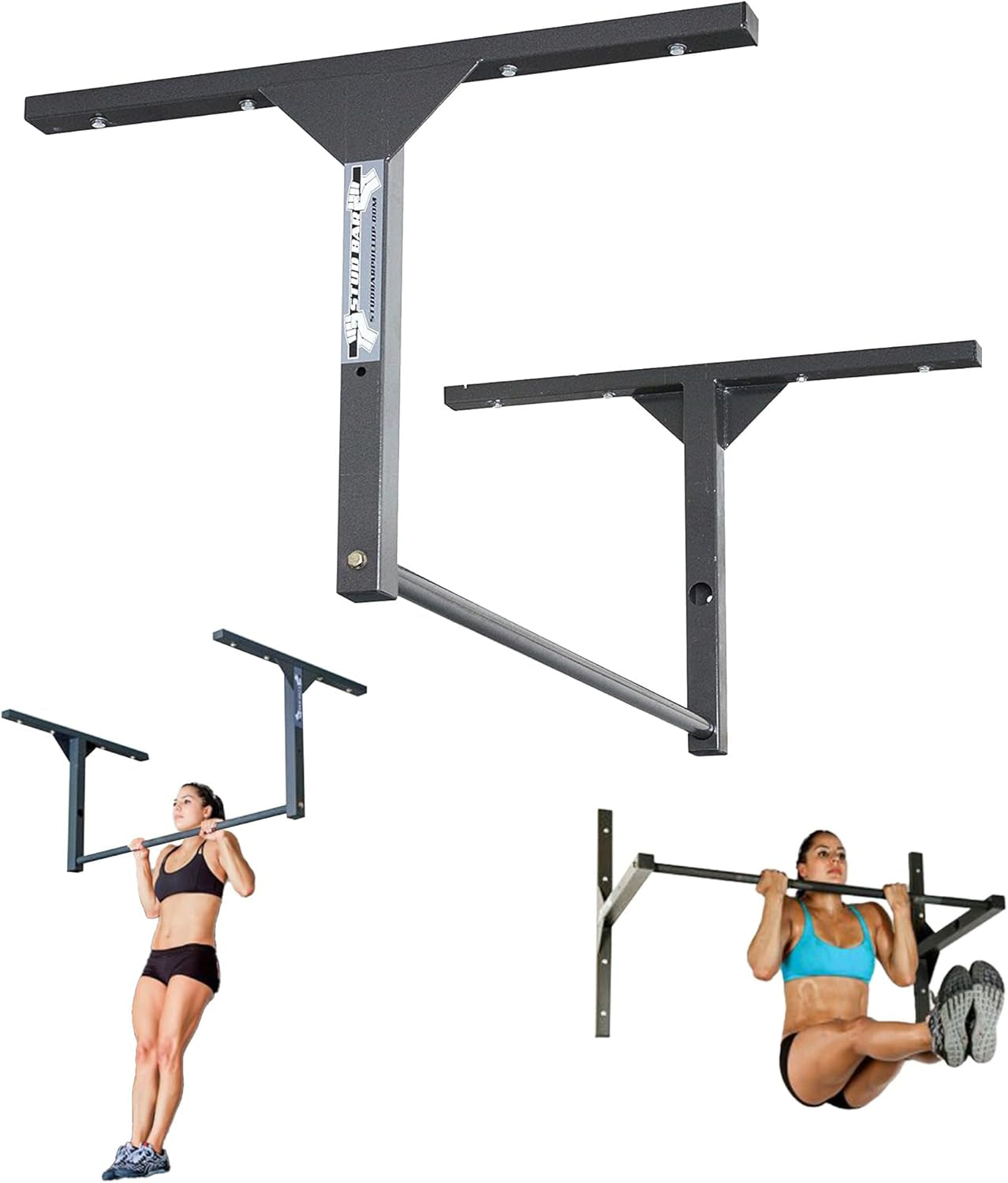 : Ceiling or Wall Mountable Pull up Bar,Standard (9-Foot Ceilings), Grey