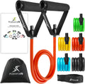 Prosource Fit Premium Heavy Duty Double Dipped Latex Stackable Resistance Band with Door Anchor and Exercise Chart